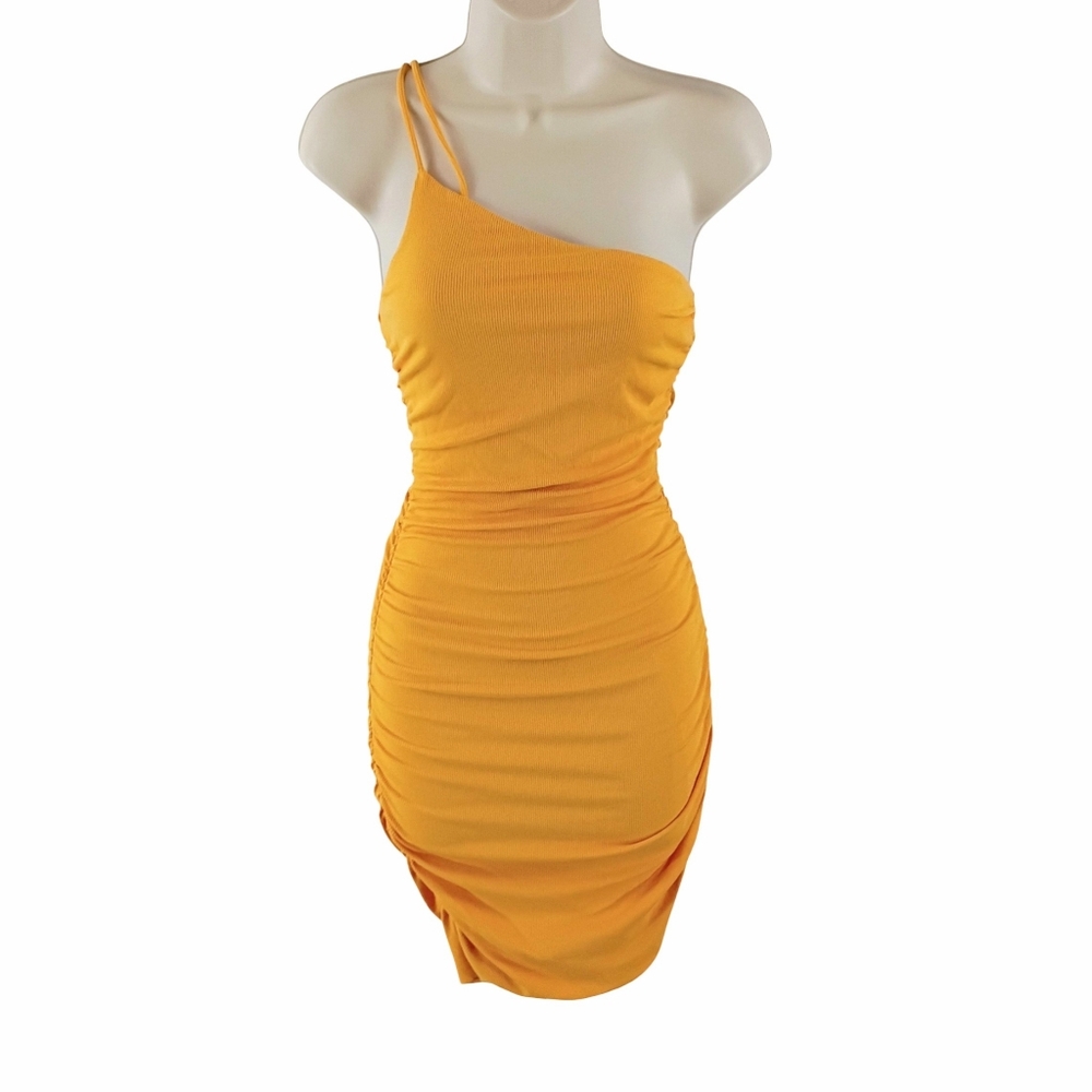 Princess Polly One-Shoulder Marigold Yellow  Dress